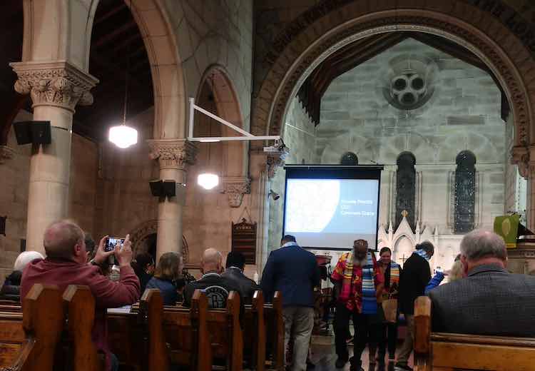 Inside old sandstone church